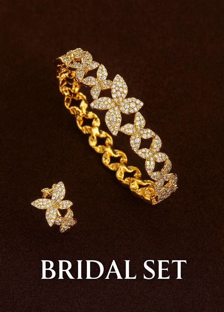 Gold Plated Bangle and Ring Set for Women