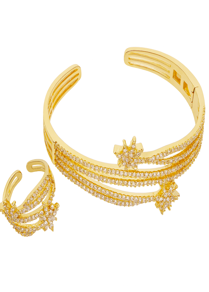 Gold Plated Bangle and Ring Jewelry Set